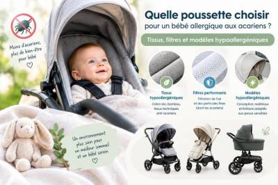 Quelle poussette choisir pour un bébé allergique aux acariens : tissus, filtres et modèles hypoallergéniques
